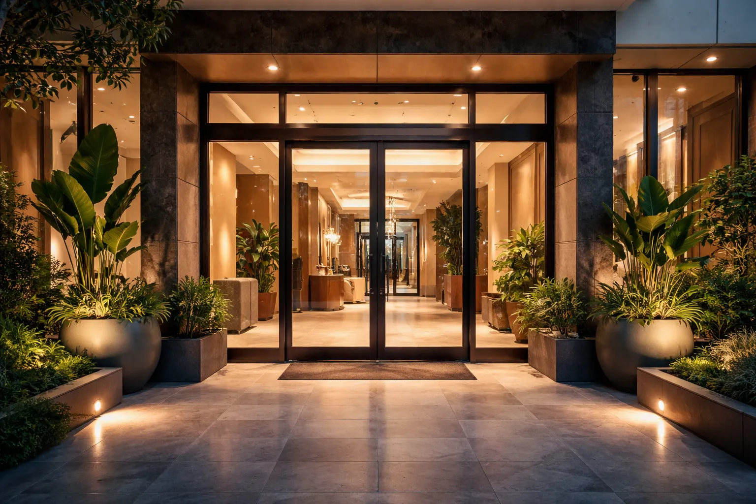 Entrada moderna de una comunidad de propietarios